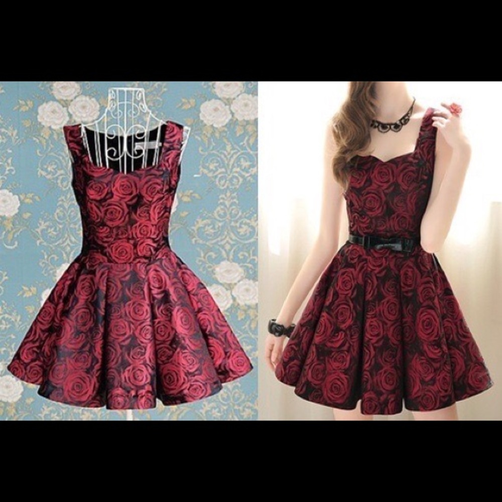 Metallic Rose Dress